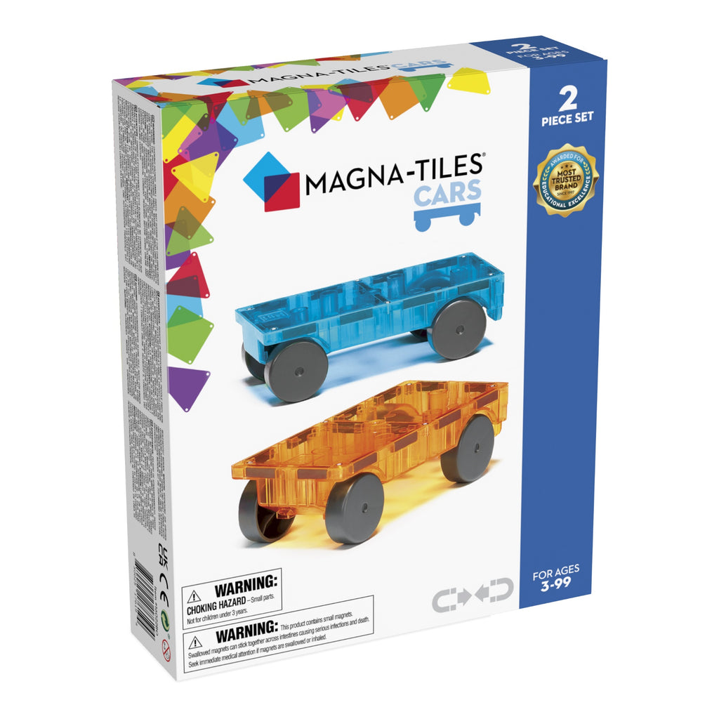Magna-tiles 2 Pce Car Set Blue & Orange