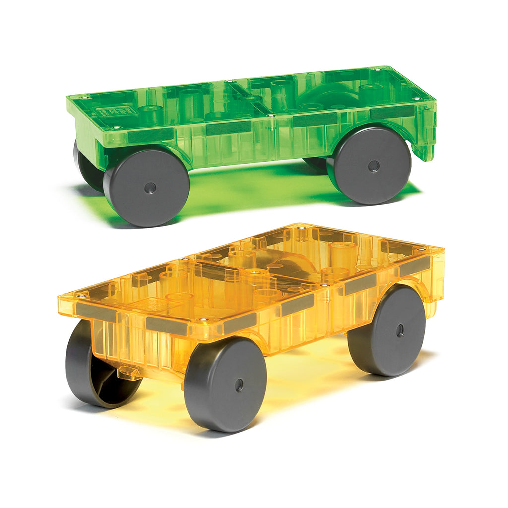 Magna-tiles 2 Pce Car Set Green & Yellow