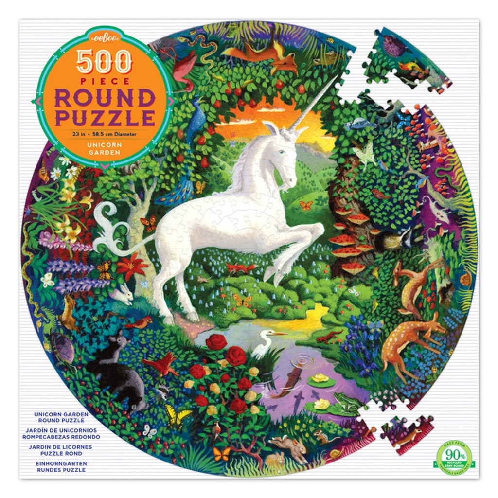 Eeboo 500 Pce Round Unicorn Garden