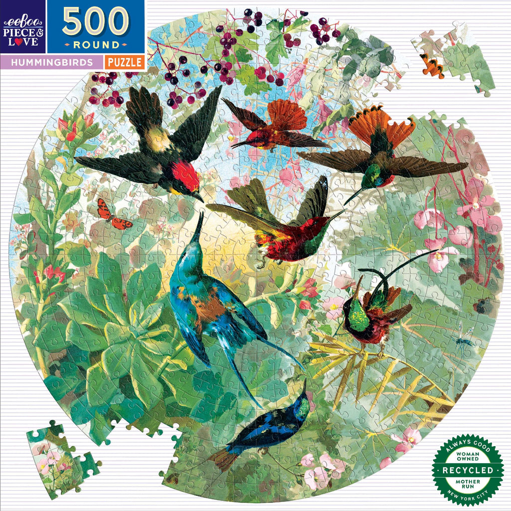 Eeboo 500 Pce Round Hummingbirds