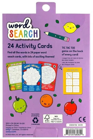 Activity Cards Word Search