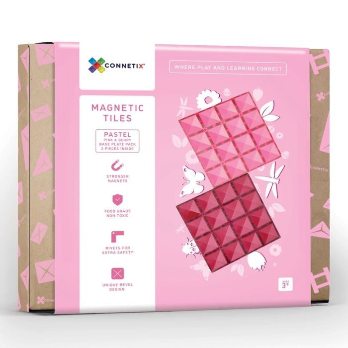 Connetix 2 Pce Base Plates Pink & Berry