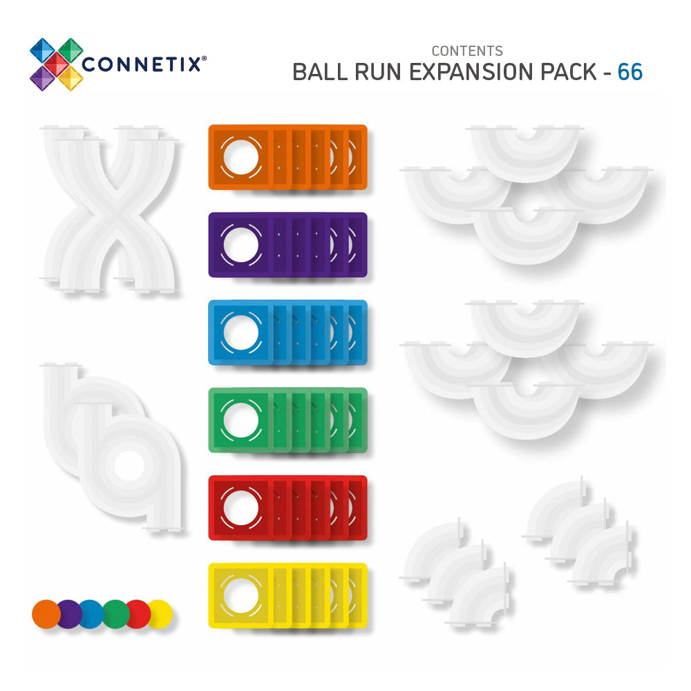Connetix Ball Run Expansion Rainbow 66 Pces