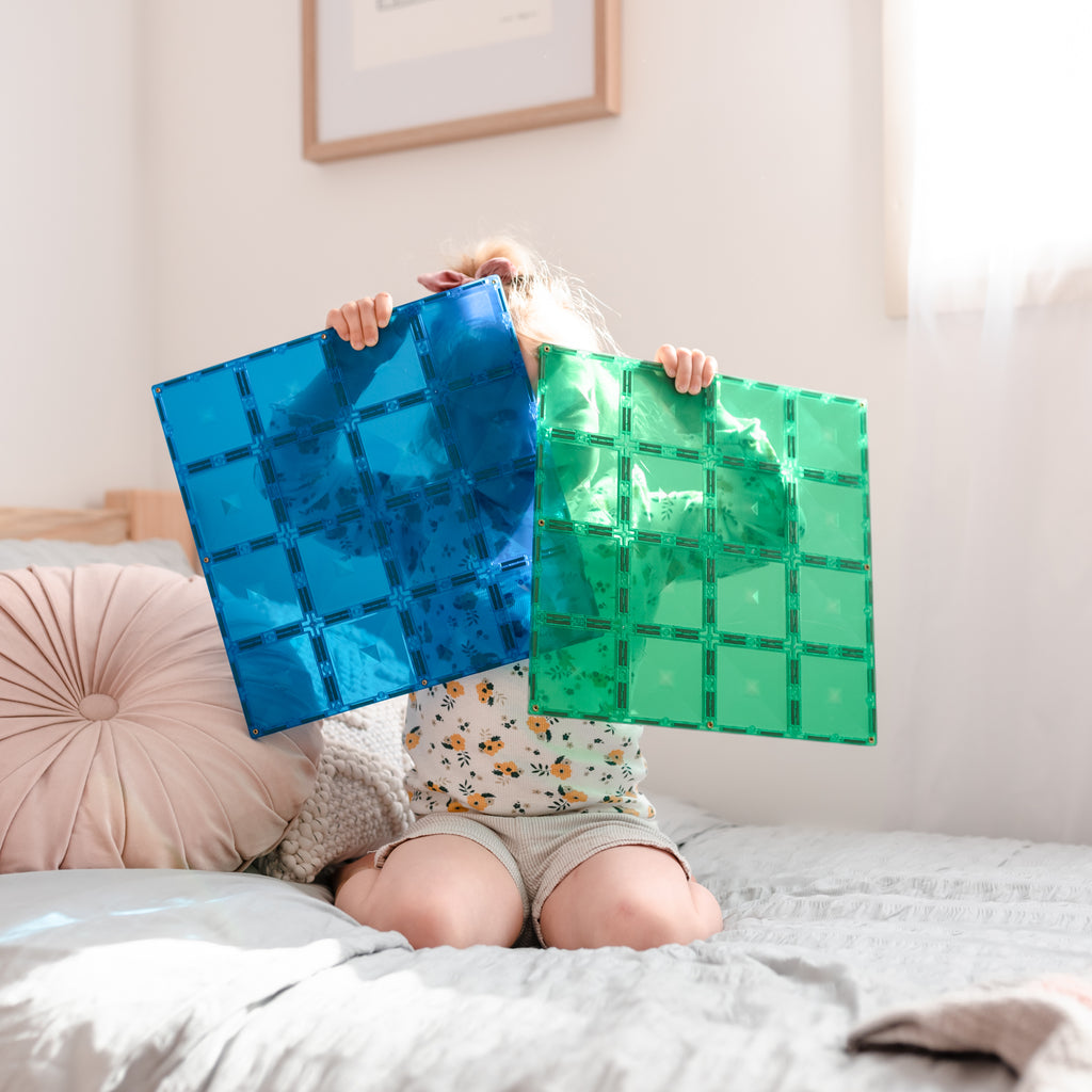 Connetix 2 Pce Base Plates Blue & Green