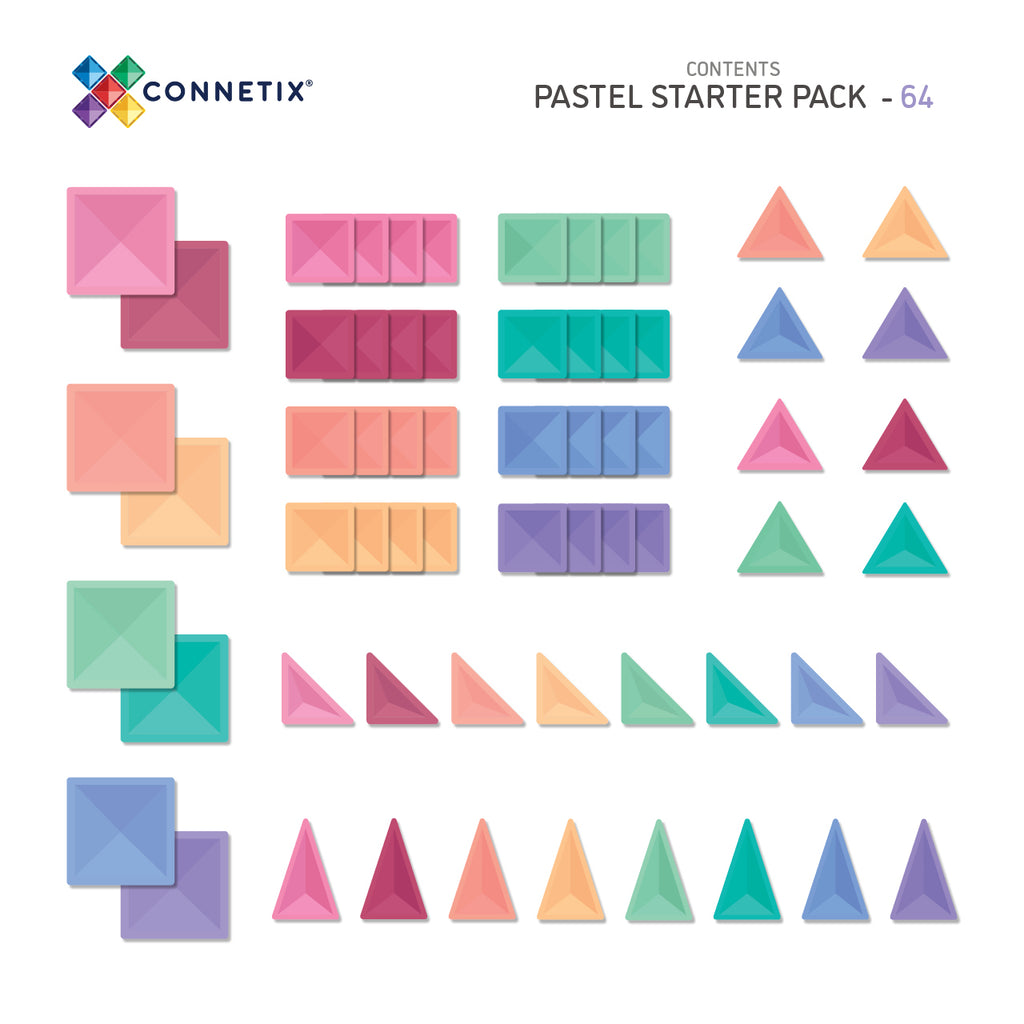 Connetix 64 Pce Pastel Starter Pack