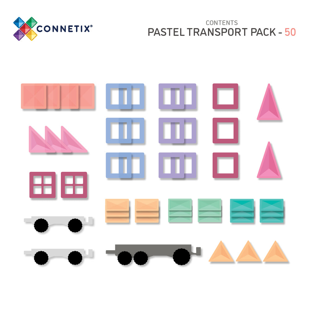 Connetix 50 Pce Pastel Transport Pack