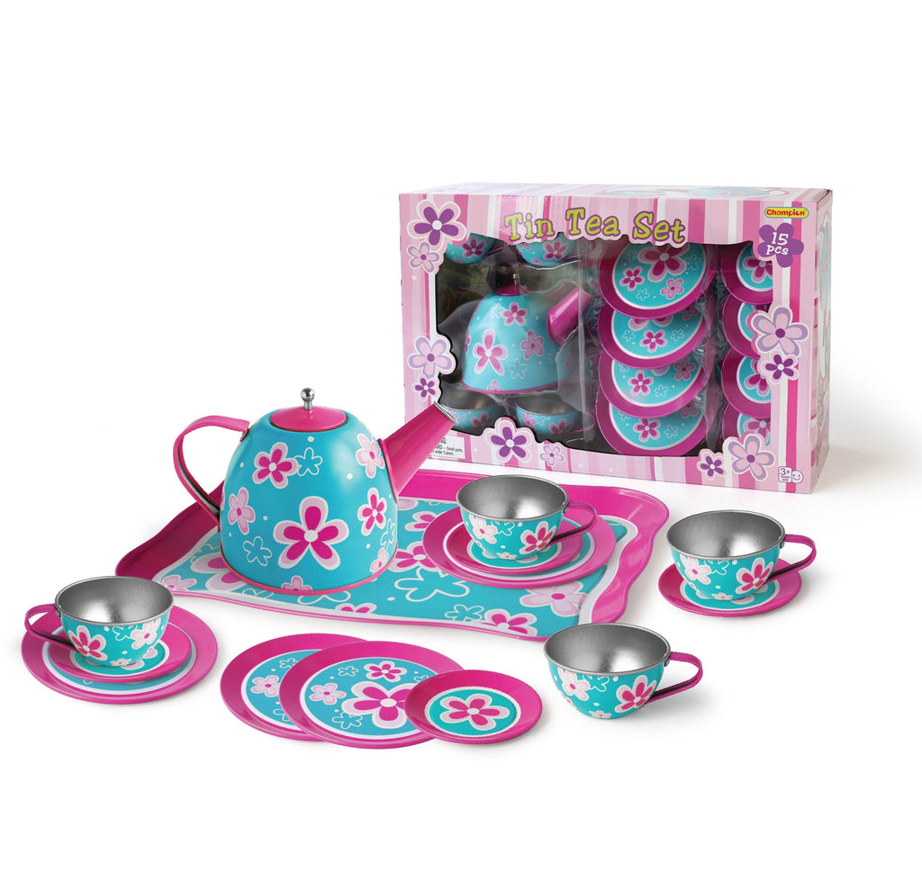 Tea Set Tin Pink Flower