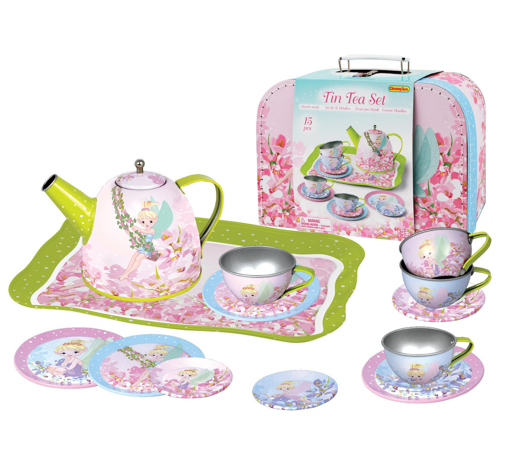 Tea Set Tin Fairy In Suitcase