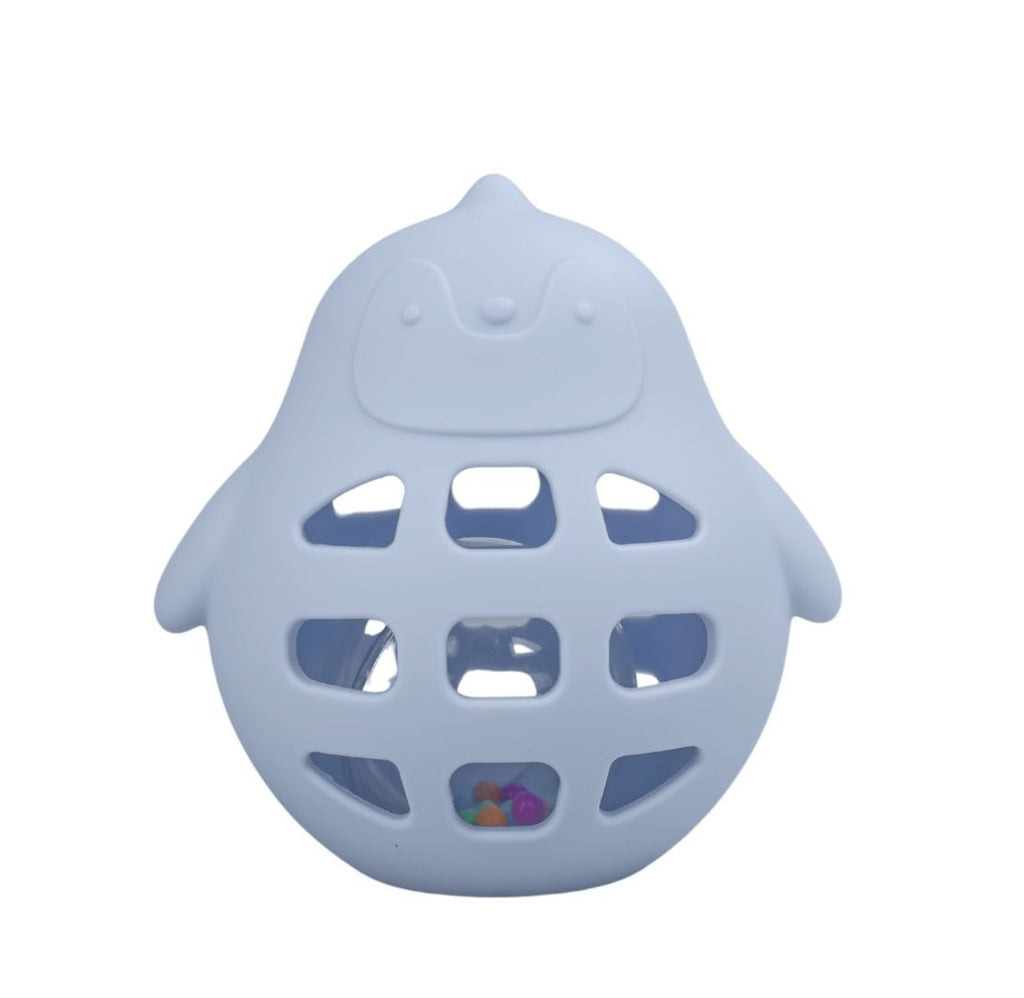 Silicone Penguin Rattle Blue