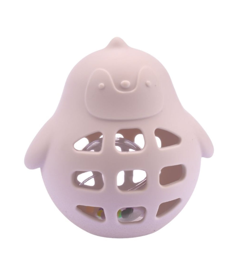 Silicone Penguin Rattle Pink