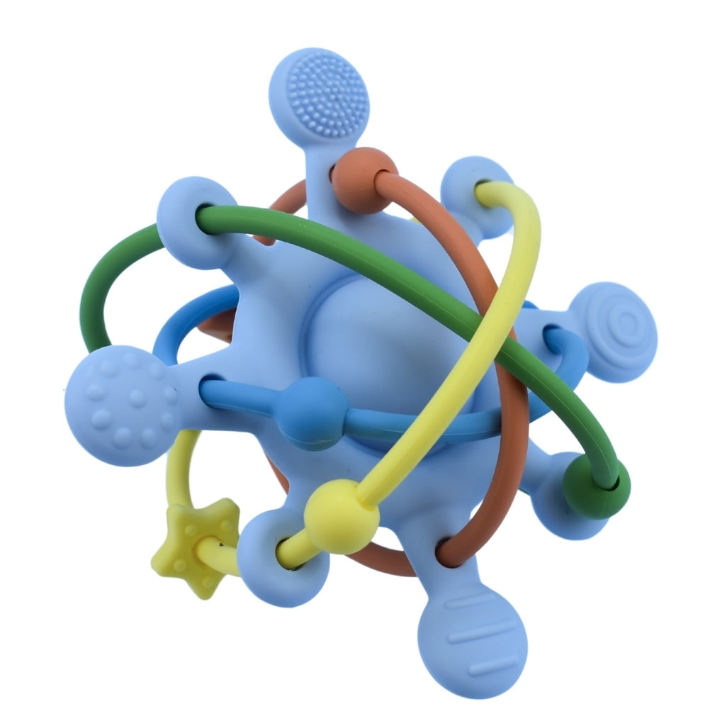 Silicone Space Rattle Teether Blue