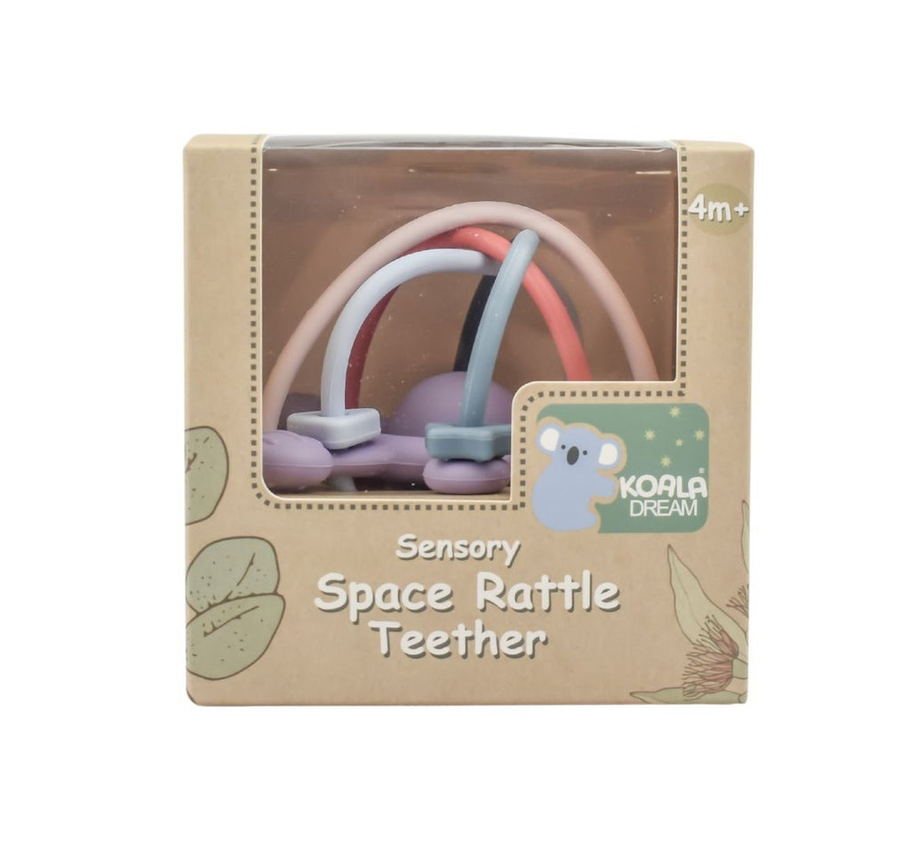 Silicone Space Rattle Teether Purple